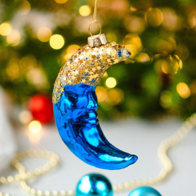 Елочная игрушка "Полумесяц" 9 см, голубая