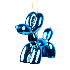 Елочная игрушка "Надувная собачка" 7,6 см, синяя