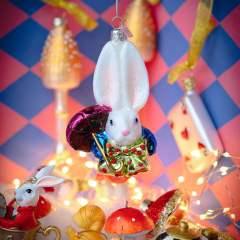 Елочная игрушка "Белый кролик" 11,5 см