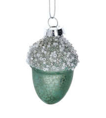 Елочная игрушка "Желудь зеленый" 5 см