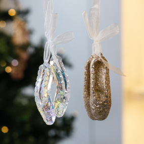 Елочная игрушка "Пуанты радужные" 8,5 см