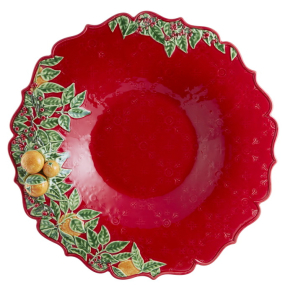 Блюдо сервировочное глубокое Coroa De Natal 41,7см, красное