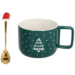 Кружка с ложкой Holiday Blend 420 мл, зеленая