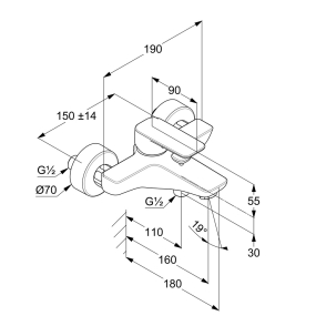Смеситель для ванны Kludi Pure&Style 406813975, черный матовый