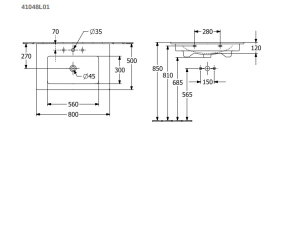 Раковина подвесная Villeroy & Boch Venticello 80х50 41048L01
