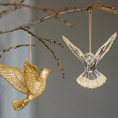 Елочная игрушка "Колибри с золотыми крыльями" 11 см