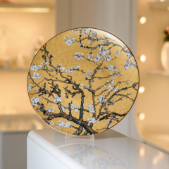 Тарелка декоративная "Цветущие ветки миндаля" 36 см, цвет золото