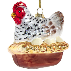 Елочная игрушка "Курочка" 9,5 см, белая