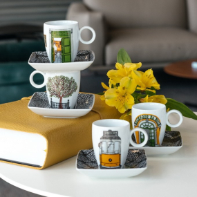 Набор чашек для эспрессо с блюдцами Alma de Lisboa 72 мл, 8 предметов