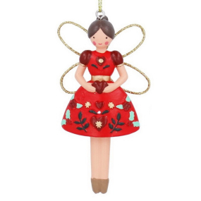 Елочная игрушка "Альпийская фея" 9 см, красная
