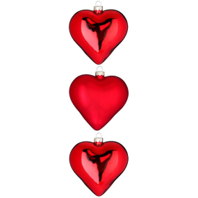 Набор игрушек для елки "Сердца" 8 см, 3 шт, цвет красный