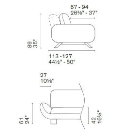 Диван Calligaris Favola CS3455, трехместный, Taupe
