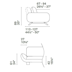 Диван Calligaris Favola CS3455, Taupe