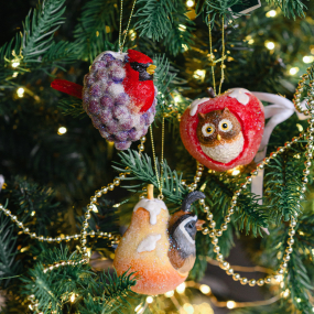 Елочная игрушка "Птица и груша" 10,2 см