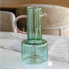 Ваза Glass Design Art 24 см, цвет зеленый/розовый