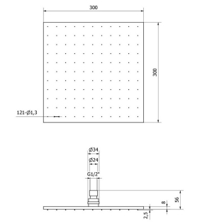 Лейка для душа iB Rubinetti Monamour MA031CC, потолочная , 30х30 см, хром