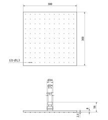 Лейка для душа iB Rubinetti Monamour MA031CC, потолочная , 30х30 см, хром