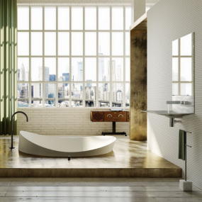 Ванна Antonio Lupi Dune 172х168, из материала Cristalplant, встраиваемая,  матовая, белая