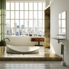 Ванна Antonio Lupi Dune 172х168, из материала Cristalplant, встраиваемая,  матовая, белая