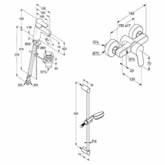 Комплект смесителей Kludi Pure&Easy 3в1, 378450565, хром