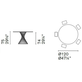 Стол Calligaris Vortex 120х120 CS4108, Calacatta Black