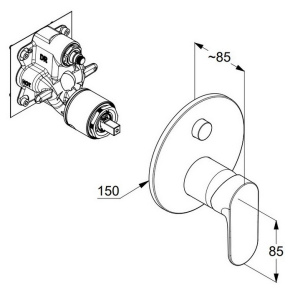 Внешняя часть Kludi Louva 247590575 смесителя для ванны/душа, хром