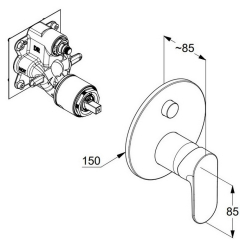 Внешняя часть Kludi Louva 247590575 смесителя для ванны/душа, хром