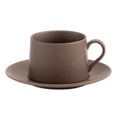 Чашка чайная с блюдцем Levante 435 мл, коричневая