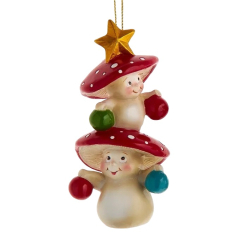 Елочная игрушка "Грибочки с игрушками" 10,3 см