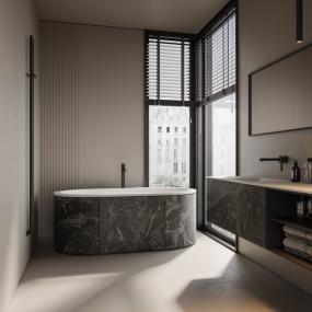 Ванна Holbi Lyra 160x86, из Soft Rock, встраиваемая, белая матовая