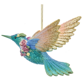 Елочная игрушка "Колибри" 12 см, голубая