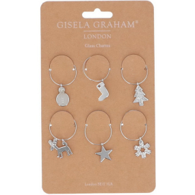 Набор колец для бокалов Gisela Graham, 6 шт, цвет серебро