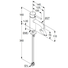 Смеситель для раковины Kludi Bozz 382720576, хром
