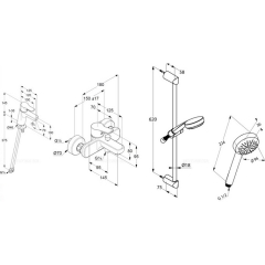Комплект смесителей Kludi Pure&Easy 3в1, 376850565, хром