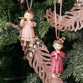 Новогодняя игрушка "Ангелочек с трубой" 8,5 см