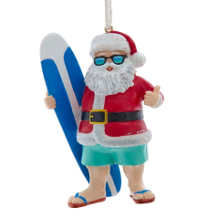 Елочная игрушка "Серфер Санта" 9,5 см