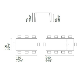 Стол Calligaris Dogma 180(240)х100 CS4149, Salt White