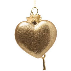 Елочная игрушка "Сердце с ключиком" 6,5 см , цвет золото