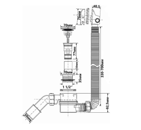 Сифон для ванны McAlpine HCN2600CC-15MM-MB, наполнение через перелив, черный матовый