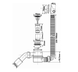 Сифон для ванны McAlpine HCN2600CC-15MM-MB, наполнение через перелив, черный матовый