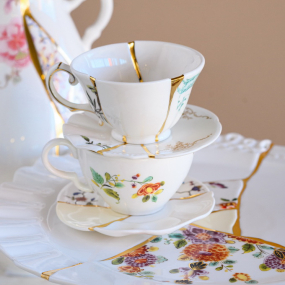 Чашка чайная с блюдцем Kintsugi, декор 3