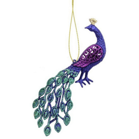 Елочная игрушка "Павлин" 19 см, фиолетовая
