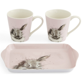 Набор кружек "Кролики" 180 мл на подносе, 3 предмета 