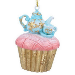 Елочная игрушка "Пирожное с чайником" 8 см