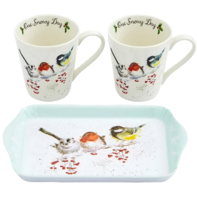Набор кружек "Птицы" 180 мл на подносе, 3 предмета