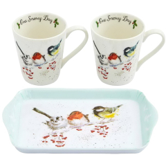 Набор кружек "Птицы" 180 мл на подносе, 3 предмета