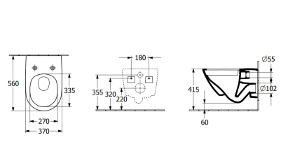 Унитаз Villeroy & Boch Antao 56х37, CeramicPlus, TwistFlush, с сиденьем, белый
