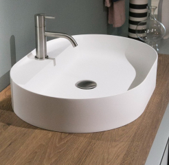 Раковина Antonio Lupi Simplo 63х45, из Flumood, с клапаном, белый матовый