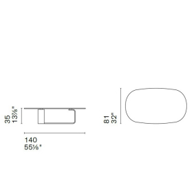 Стол журнальный Calligaris Ribbon 140х81 , Annealed Smoke Grey