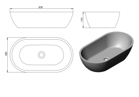 Раковина Holbi MercurySR 64x35, из Soft Rock, белая матовая, с клапаном